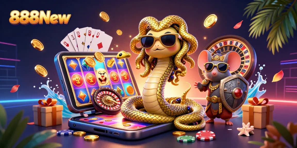 Experience thrilling gameplay with 888New as Medusa shares luck in a vibrant casino scene!