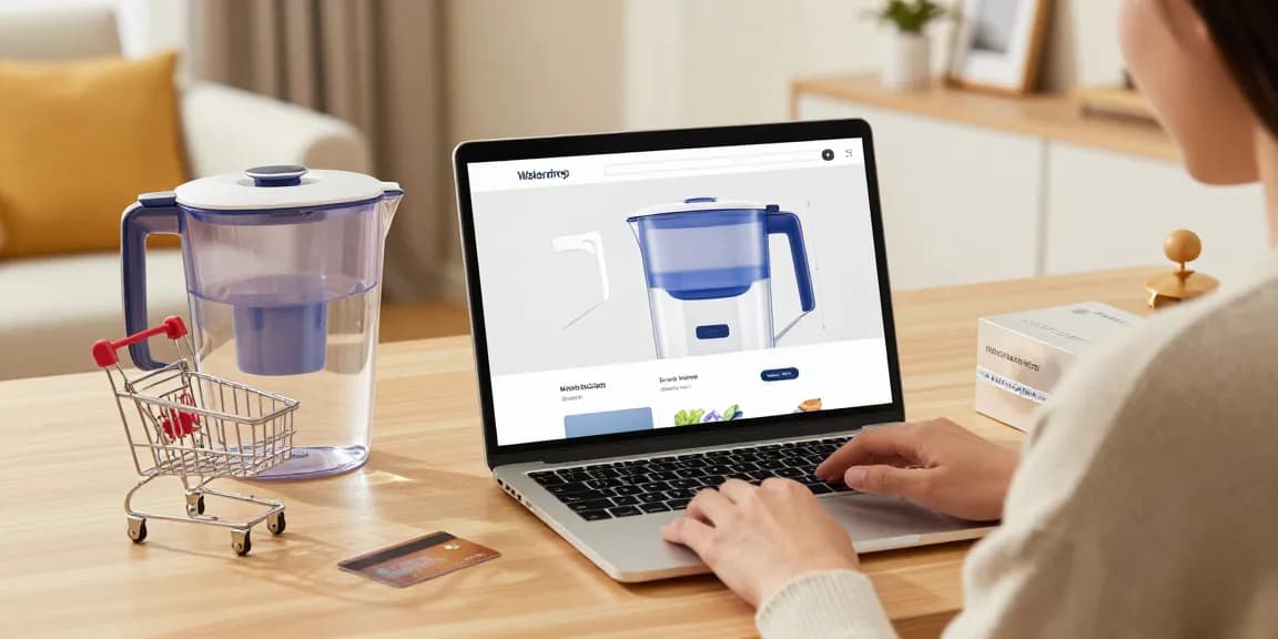 Waterdrop PT-04C-A Alkaline Water Filter Pitcher review in online shopping setup featuring best deals on e-commerce platform.