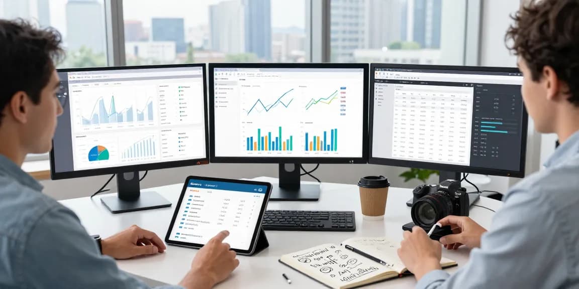 Purchase app downloads analytics in a vibrant marketing workspace with digital performance metrics.