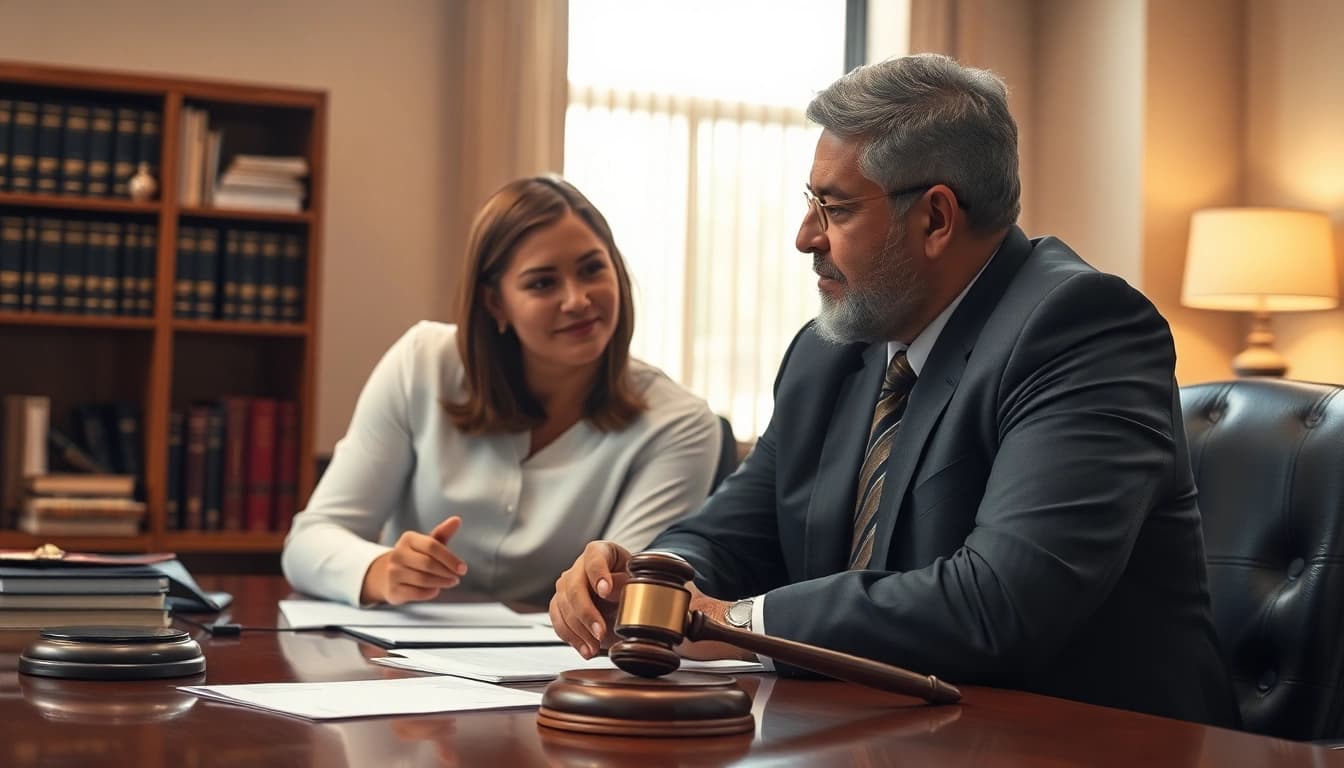 San Antonio accident lawyer providing legal consultation to a client in a professional setting.