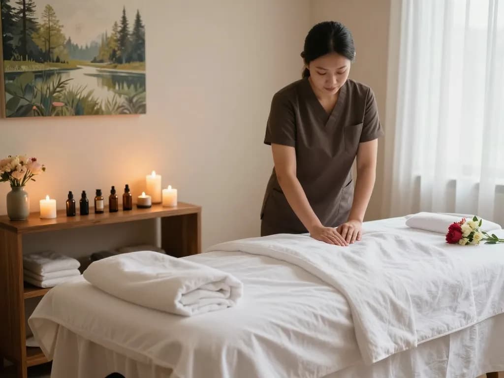 Serene 부전동마사지 spa scene with relaxing setup and calming atmosphere.