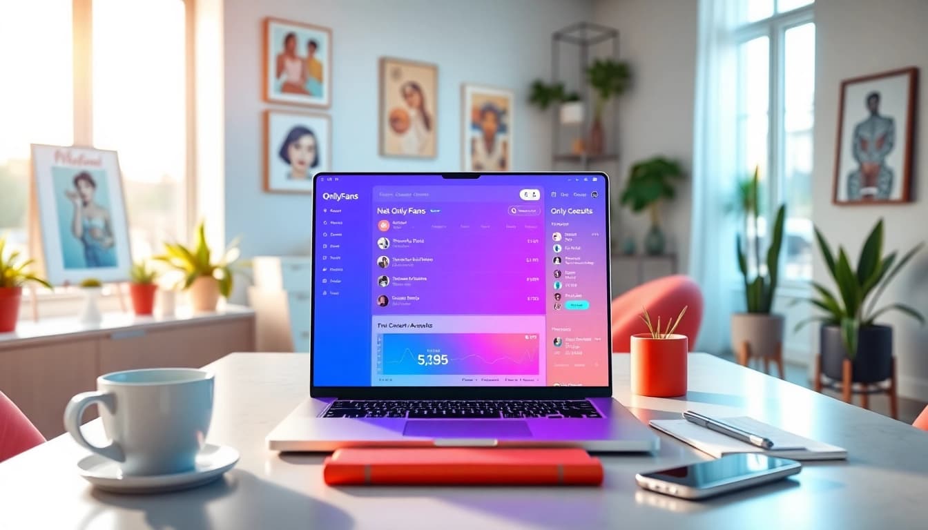 Find OnlyFans accounts in a vibrant digital workspace showcasing creativity and analytics.