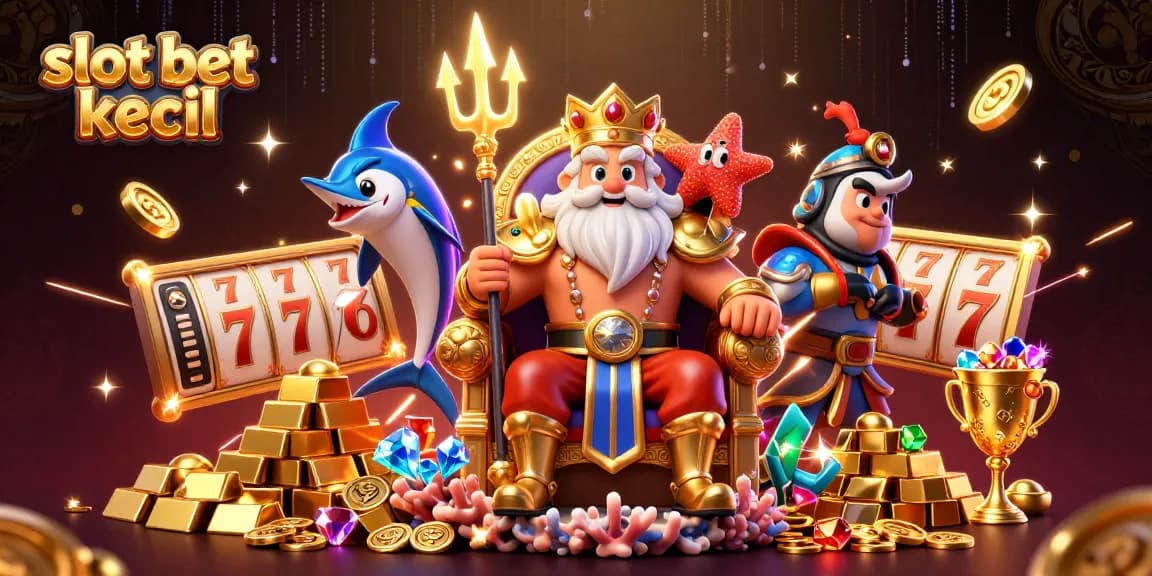 Spin slot bet kecil reels alongside Neptune and treasures in a dazzling underwater scene.