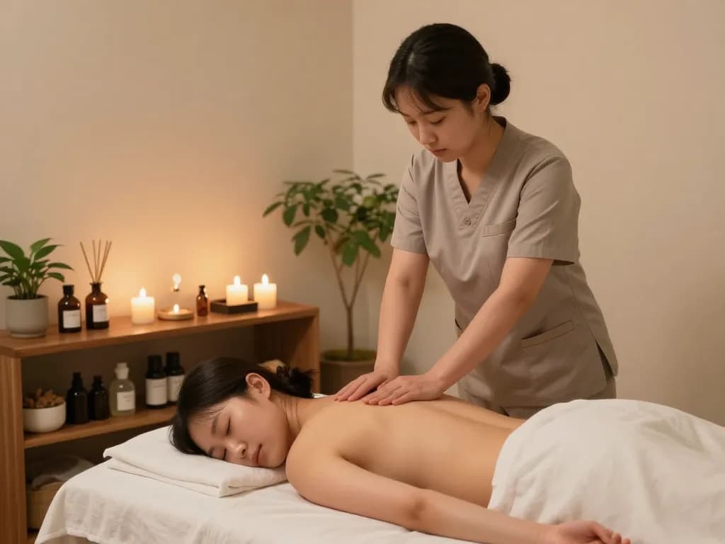 Relaxing 부전동마사지 therapy session in a tranquil wellness environment with soothing elements.