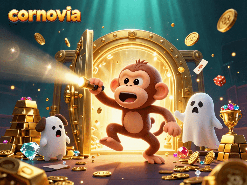 Play slots and win big at cornovia's vibrant haunted casino, featuring mystical elements and golden treasures.