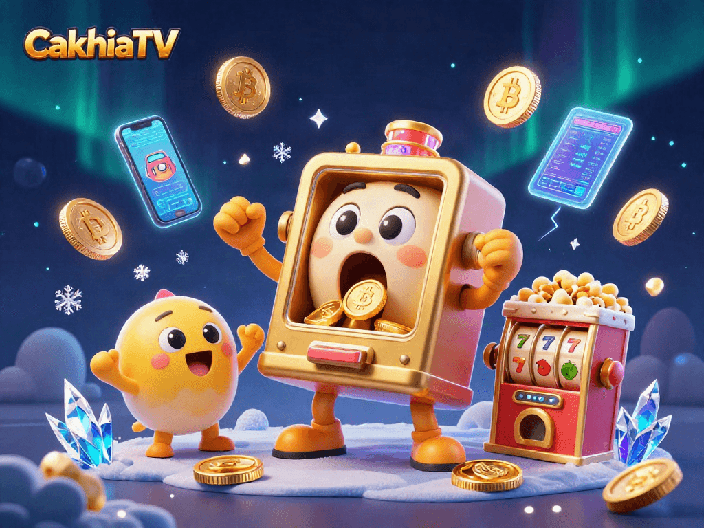 CakhiaTV slot machine animation showcasing the thrill of jackpots and crypto elements for gamblers.