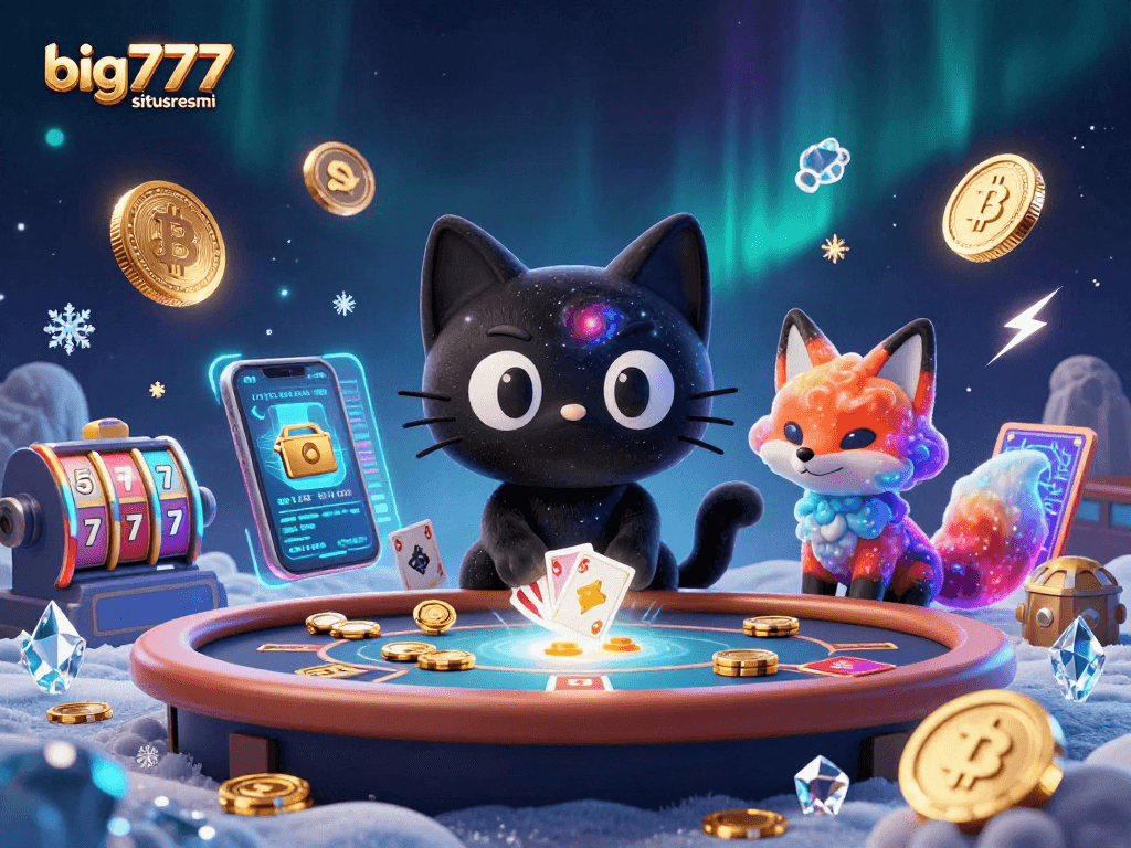 Engage with big777situsresmi in a vibrant cosmic casino scene featuring enchanting characters and rich gaming elements.