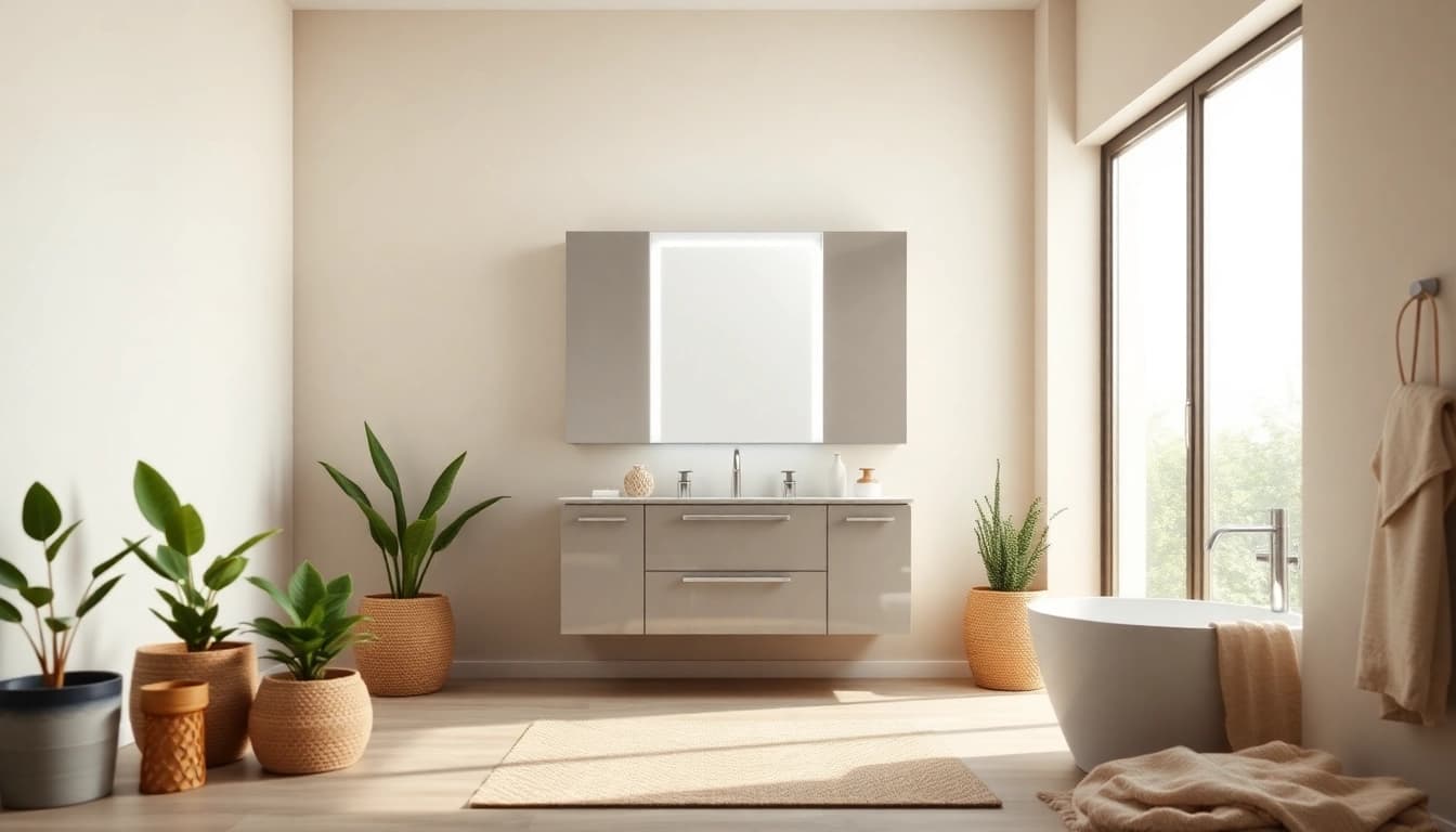 sonni Spiegelschrank in modern bathroom design with stylish lighting and decor