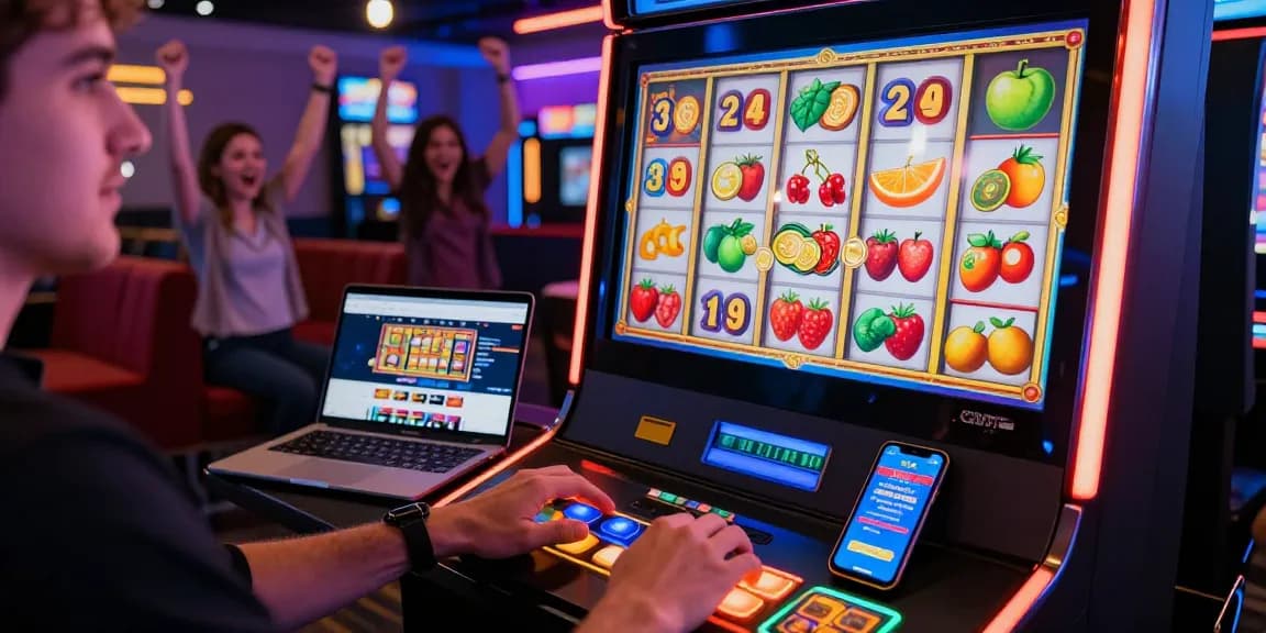 Permainan slot 2026 di kasino online menunjukkan pemain menikmati momen kemenangan dengan suasana meriah.