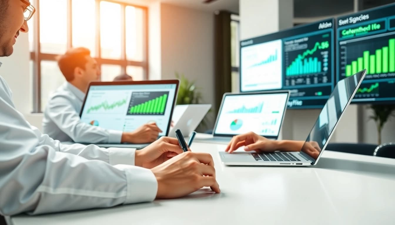 Showcase the effectiveness of order processing software in a collaborative office environment.