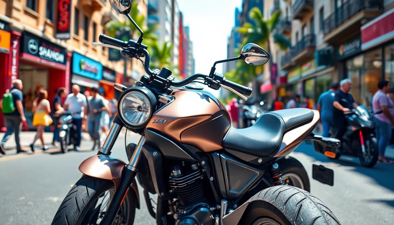 View budget DOT approved motorcycles for sale in an urban setting emphasizing their appeal and accessibility.