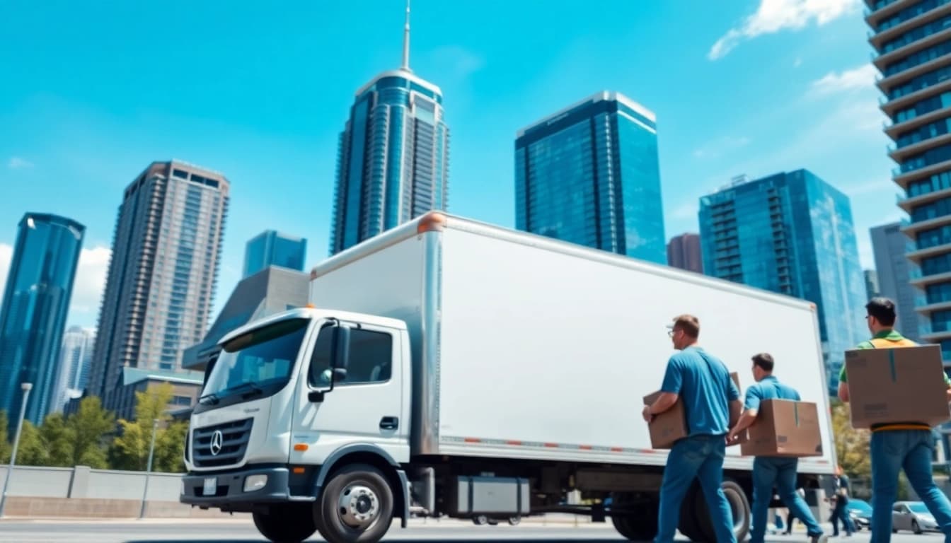 Toronto moving company professionals efficiently relocating items in an urban setting.