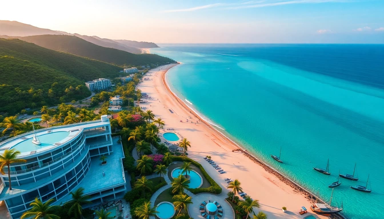Luxury travel destinations with stunning beaches and idyllic resorts in a tranquil setting.