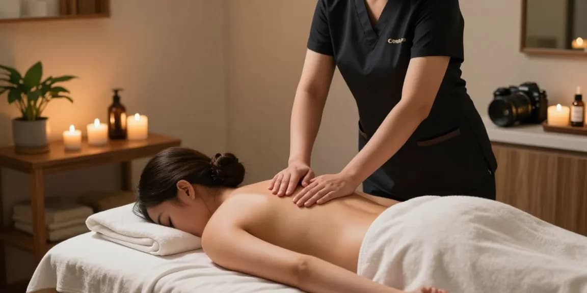 Client receiving a soothing 스웨디시 massage in a relaxing spa environment.