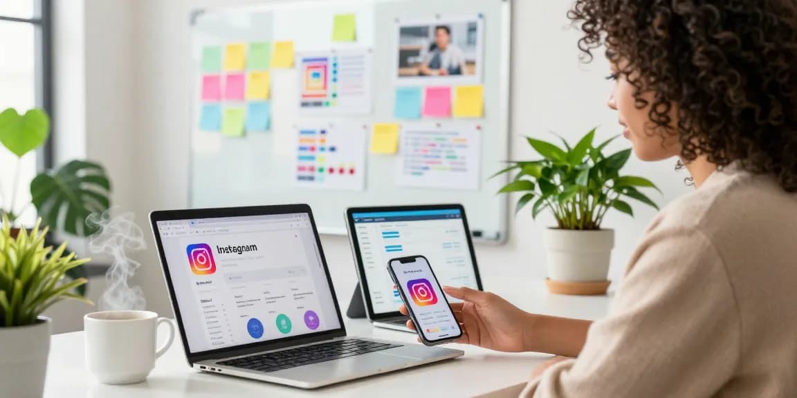 Purchase Instagram followers package options displayed on a modern workspace desk.