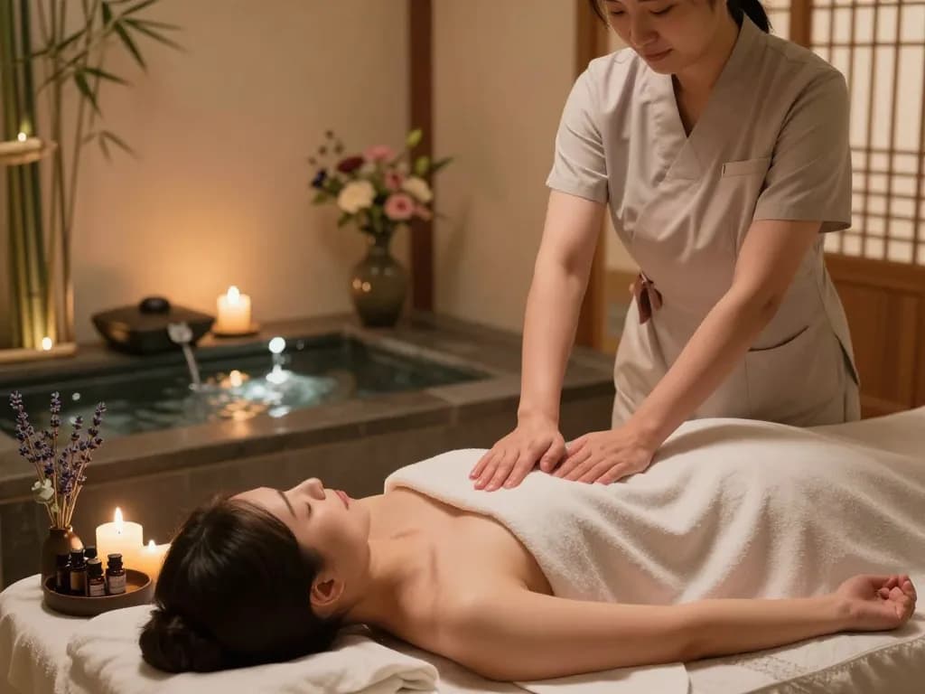 편안한 스파 환경에서 역삼동마사지가 포함된 전문가 마사지 치료 세션.