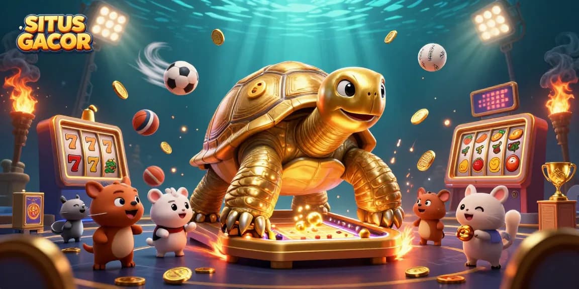 Experience thrilling spins at SITUS GACOR with an engaging 3D casino illustration showcasing dynamic games.