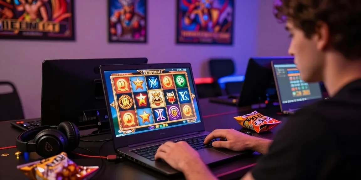 Exciting gaming moment at daftar apizeus777 platform featuring vibrant Zeus slot machine on laptop screen.