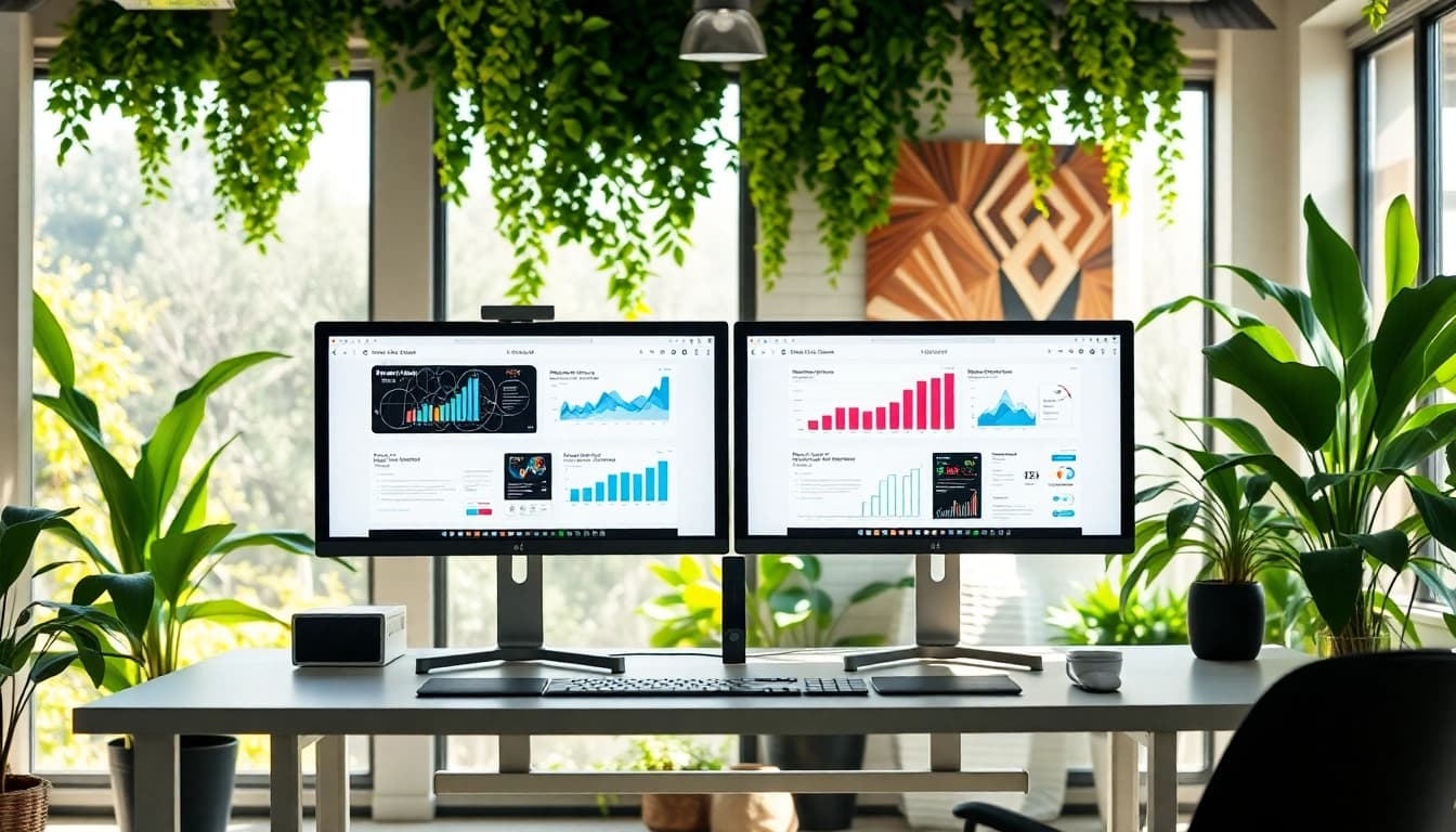Marketing im kreativen Büro eines Webdesign-Agenturen mit modernen Arbeitsplätzen und innovativen Designs.