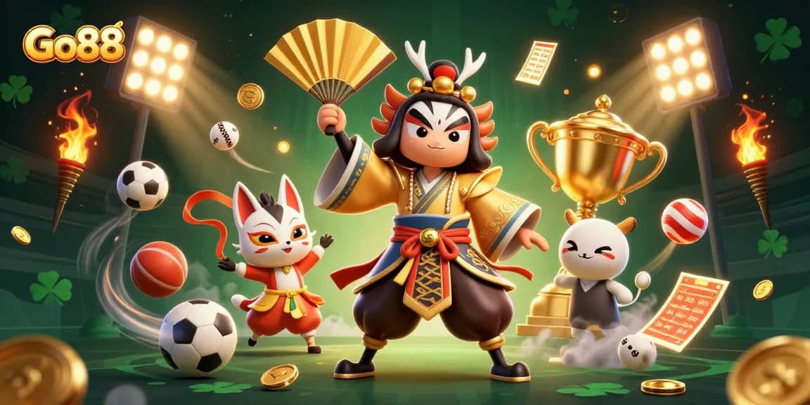 Engage with Go88's thrilling casino adventures featuring vibrant sports elements and dynamic characters.