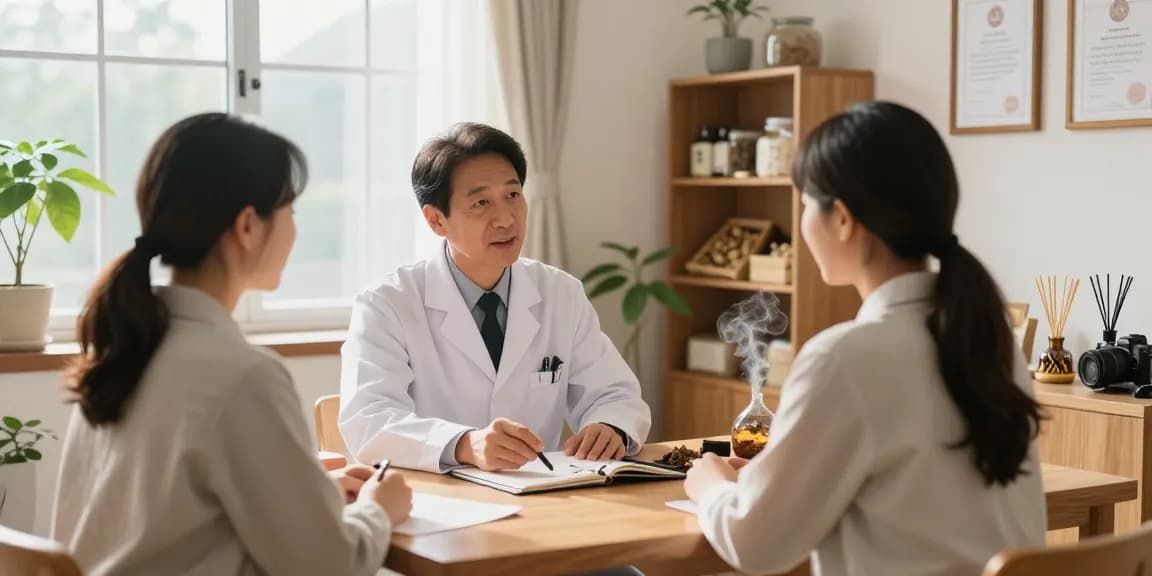 Consultation at 영통한의원 wellness clinic showcasing traditional herbal medicine practice.