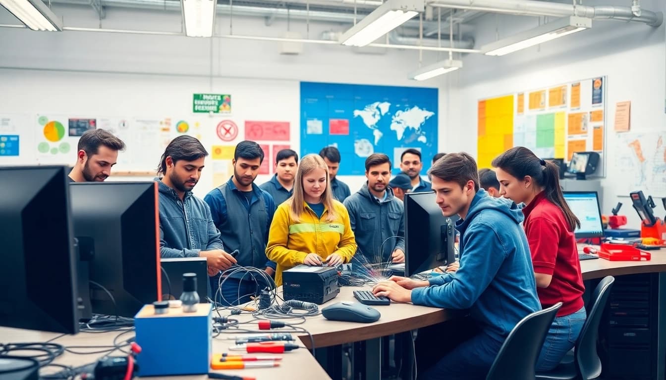 Students actively participating in hands-on training at a Trade School Tennessee classroom.