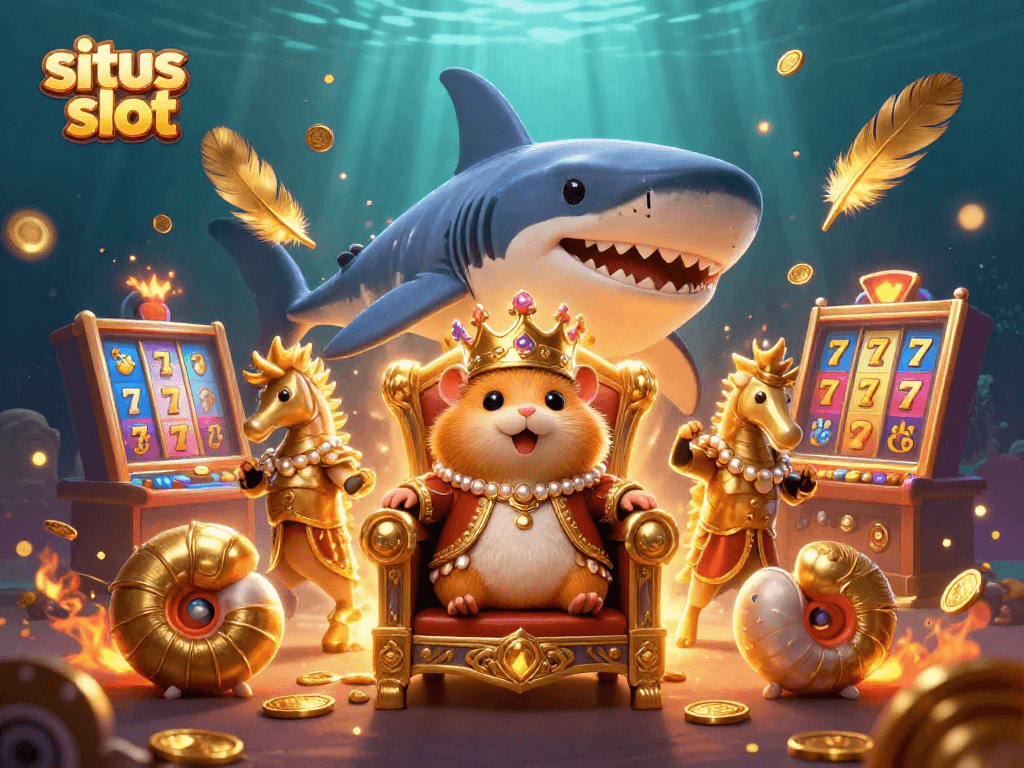 Raih kemenangan di situs slot dengan raja hamster emas dan simbol slot beruntung.
