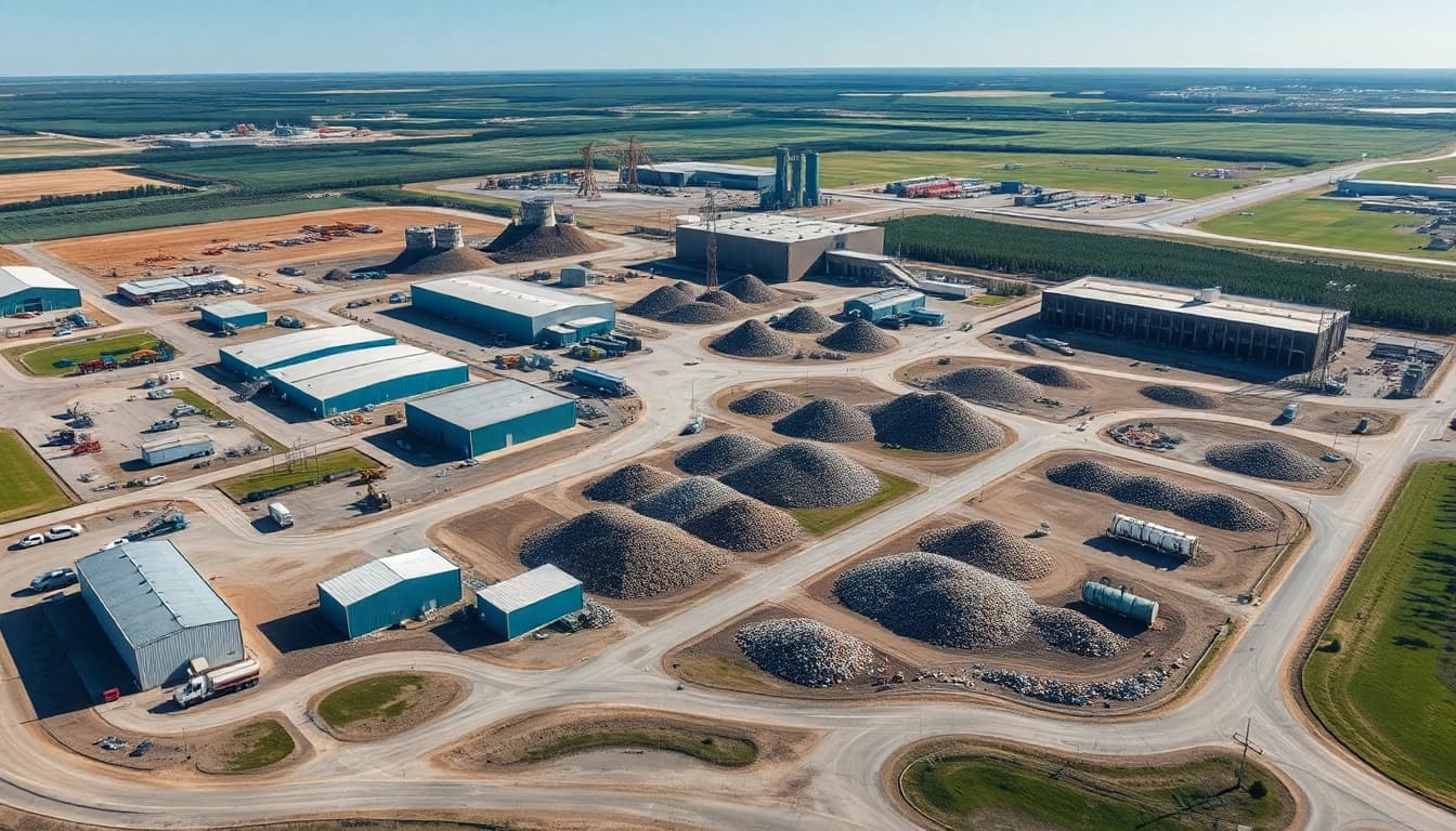 View of the cold lake landfill with waste management operations and green surroundings.