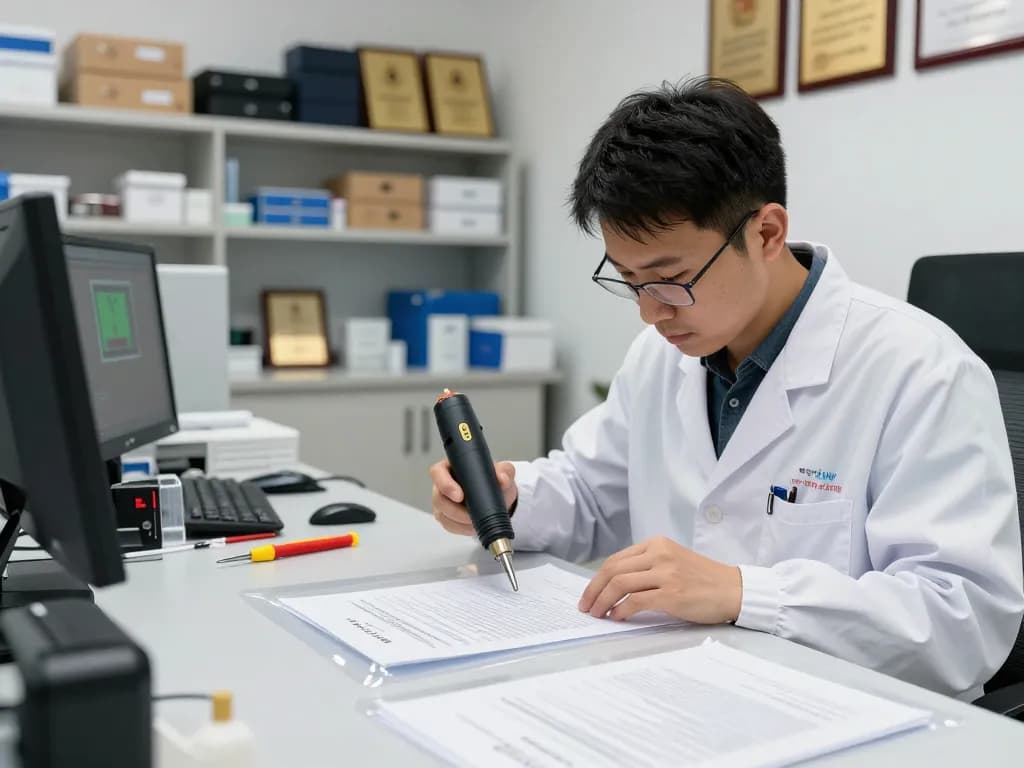Bóc ép plastic removal process with technician using precision tools to protect important documents.
