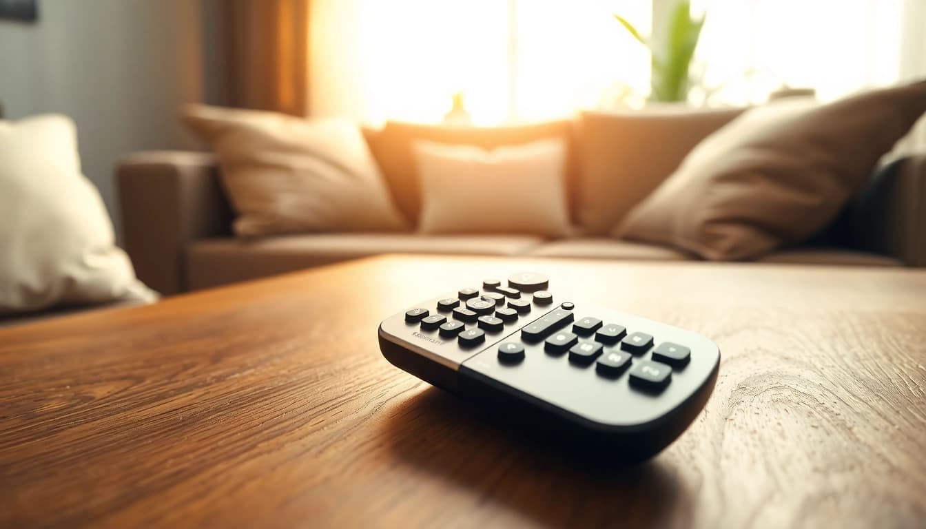 Nutzen Sie die Samsung Fernbedienung für ein reibungsloses Fernseherlebnis in einem gemütlichen Wohnzimmer.