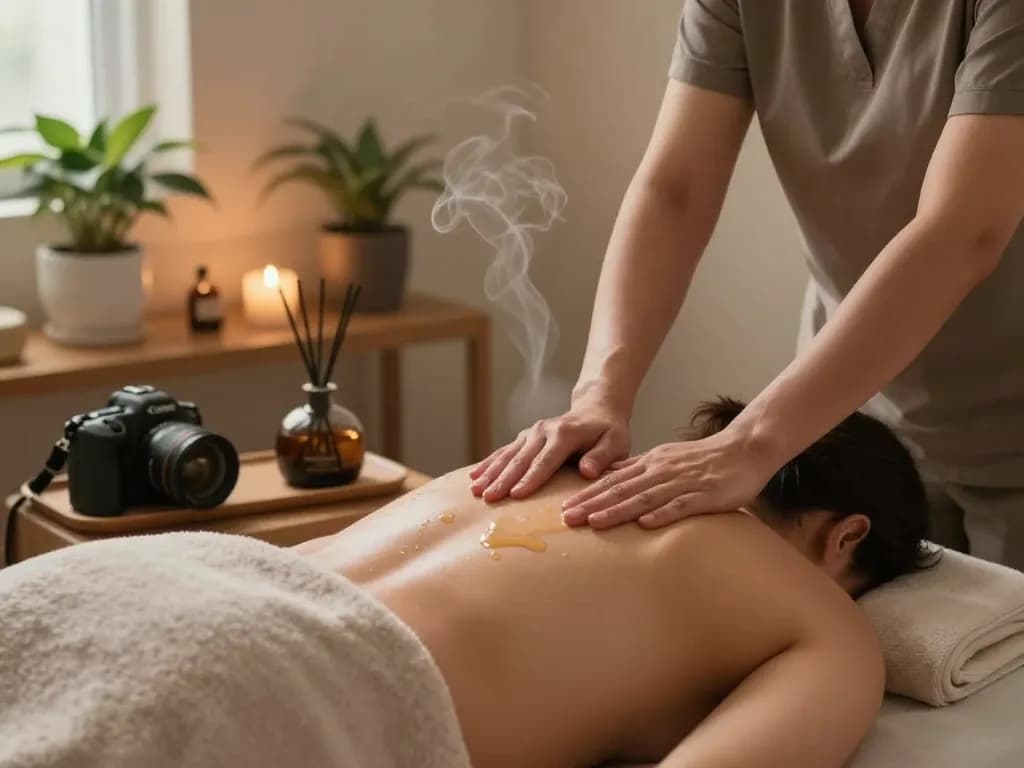 Relaxing Swedish massage session in a serene spa environment, highlighting a tranquil atmosphere with warm lighting.