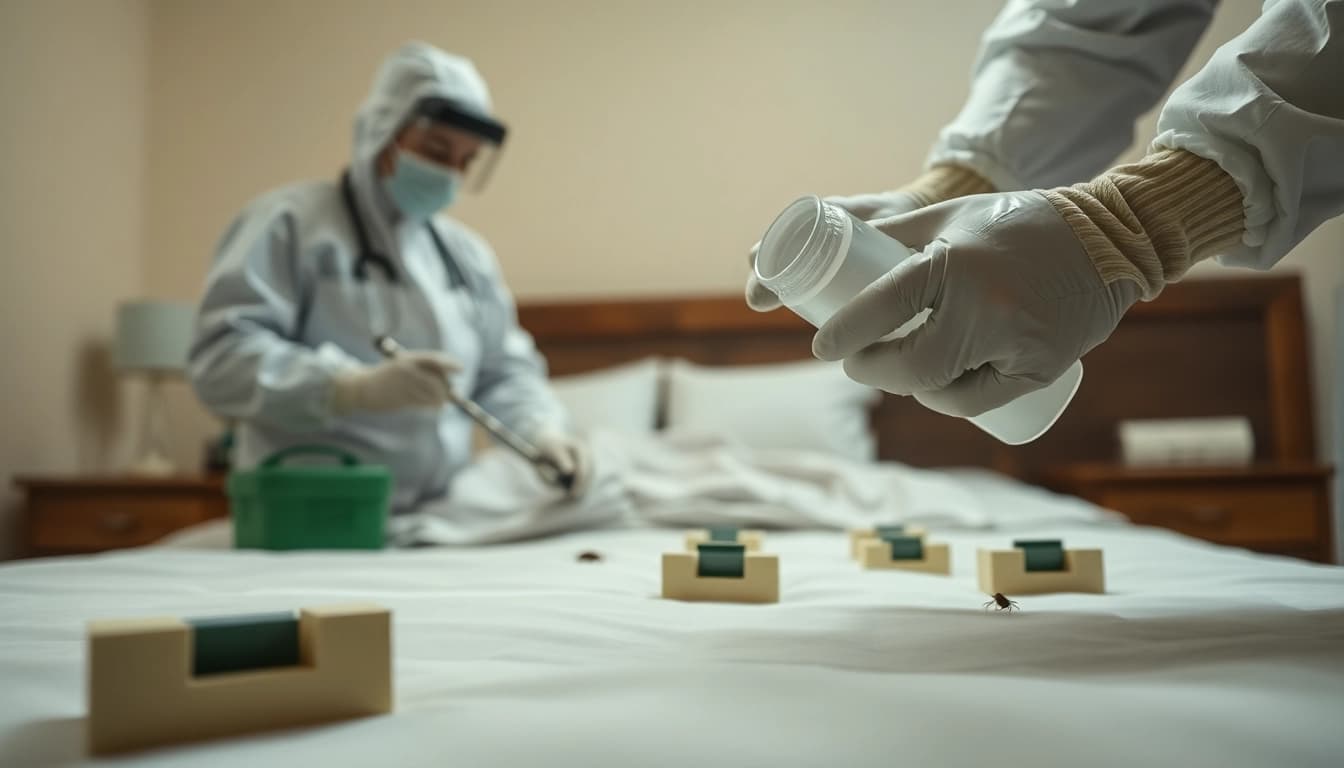 Efficient bed bug treatment performed by a technician using eco-friendly methods in a home environment.