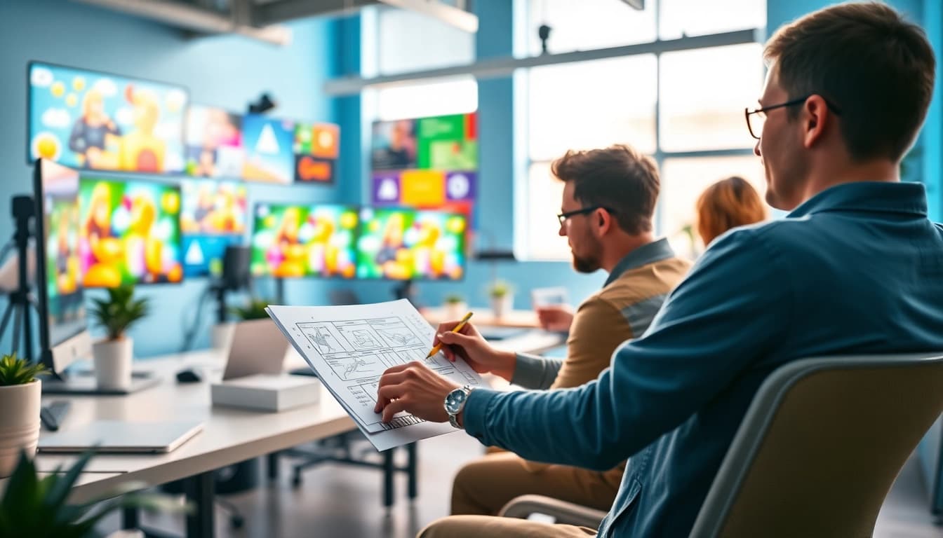 Erklärvideo erstellen mit kreativen Designern in einem modernen Animationsstudio.