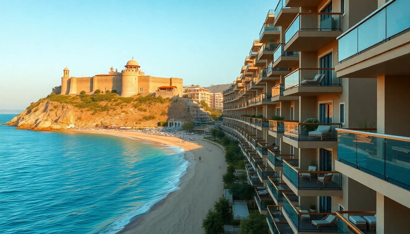 Showcase real estate Alanya with luxurious coastal apartments and vibrant scenery.
