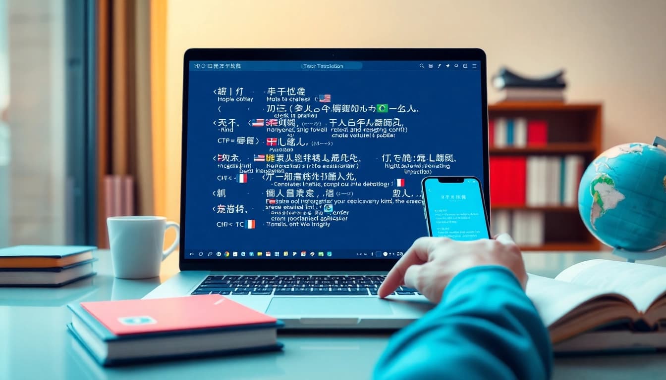 Interactive 有道翻译 app interface showcasing diverse languages for seamless translation.