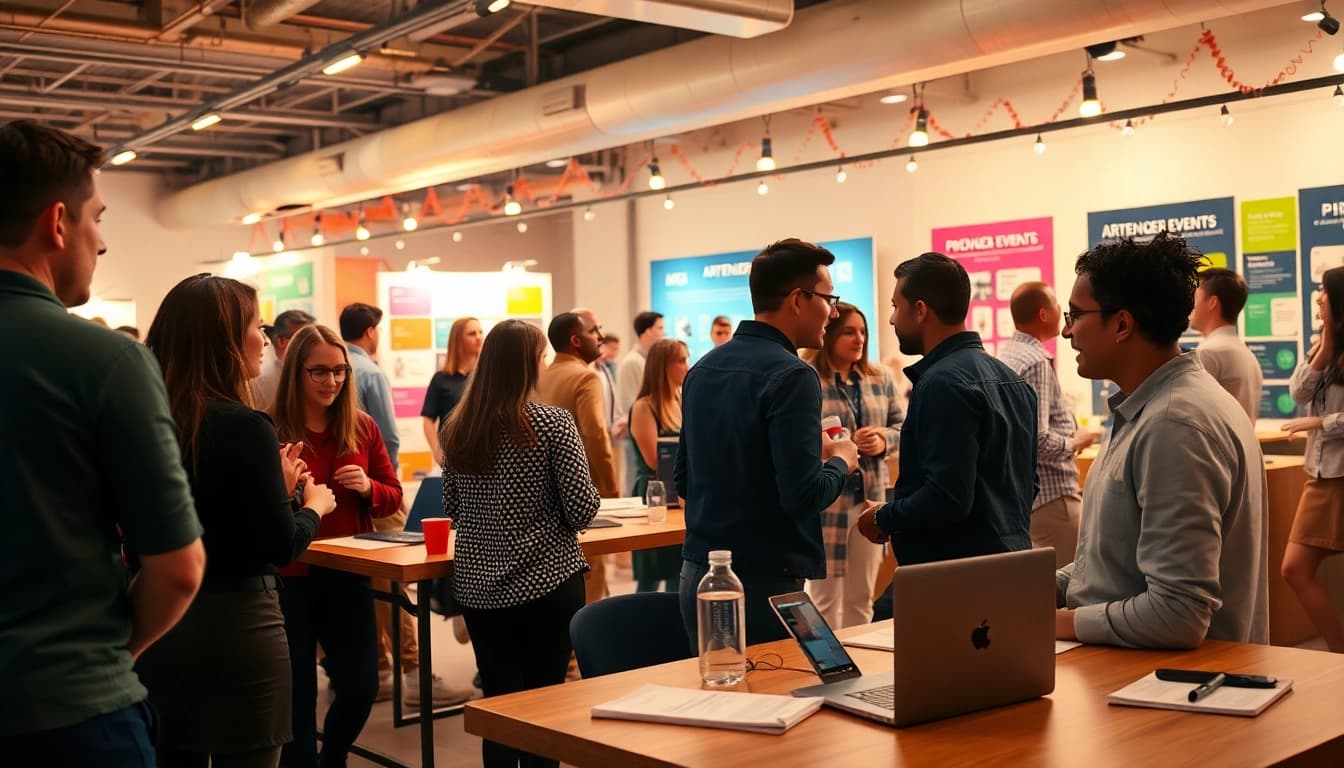 Engaging scene showcasing Artender Events with creative professionals collaborating at an event space.