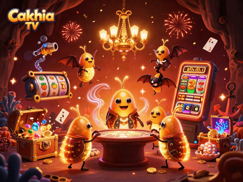 Experience thrilling gameplay with Cakhia TV featuring a vibrant cave casino scene.