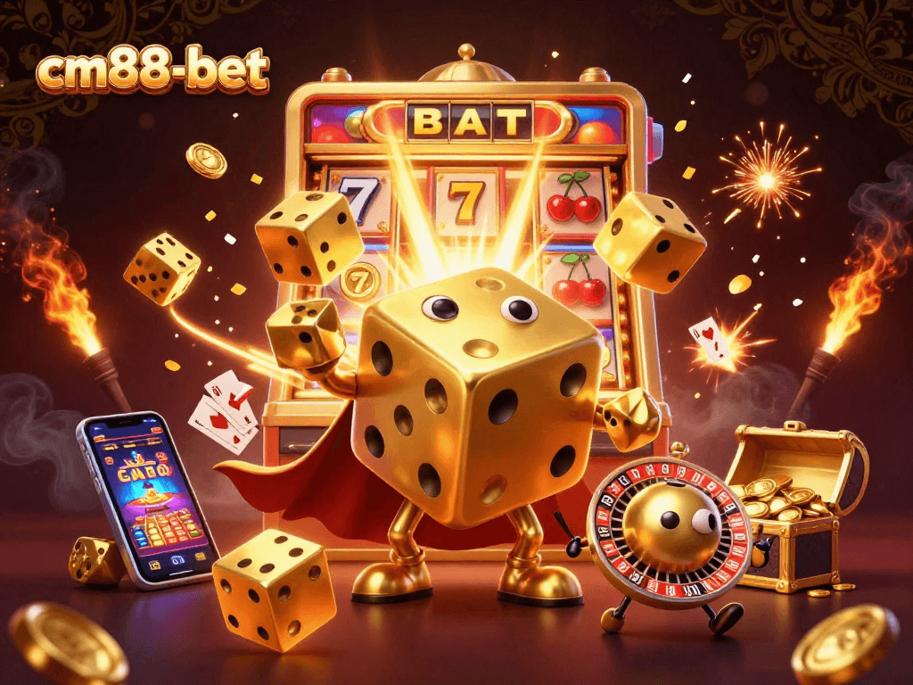 Experience exciting gaming adventures with cm88-bet as vibrant characters dance in a jackpot explosion.