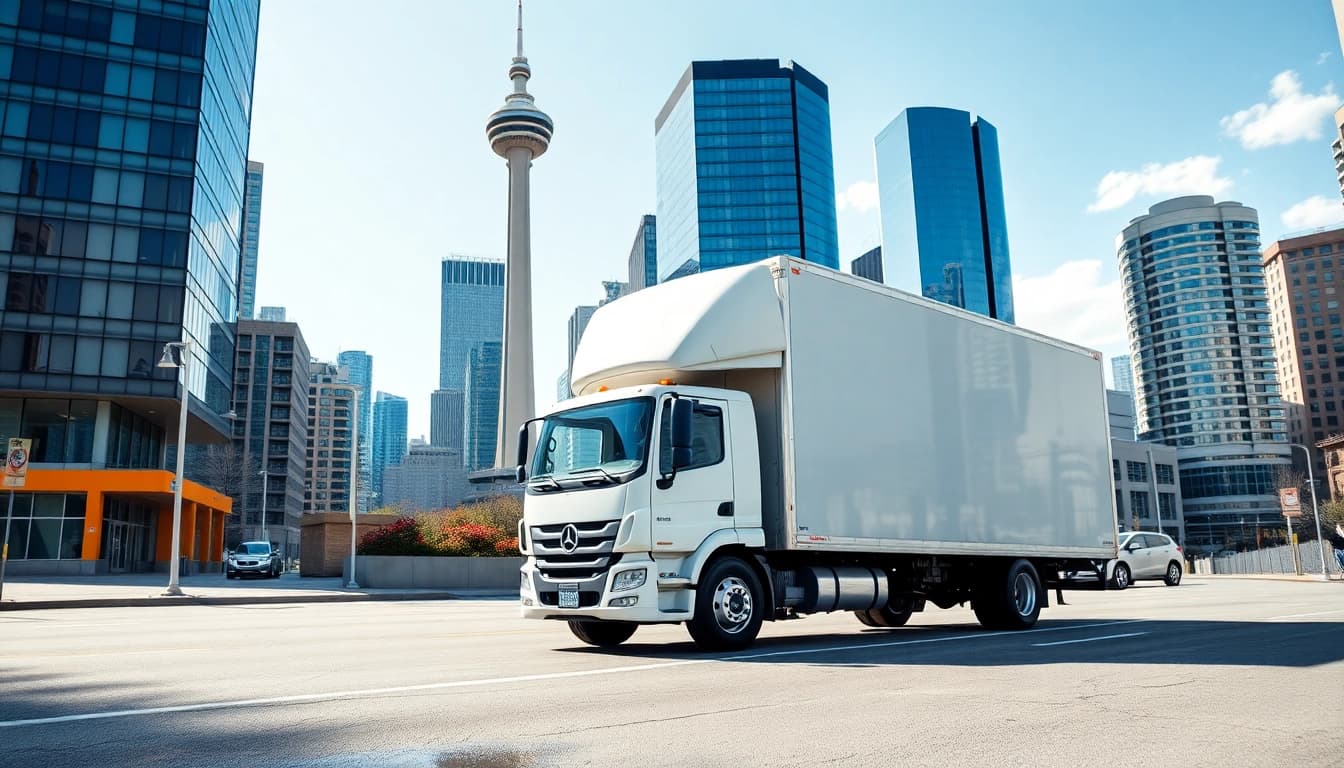 Long distance movers calgary loading a truck in vibrant Calgary scene for efficient relocation.