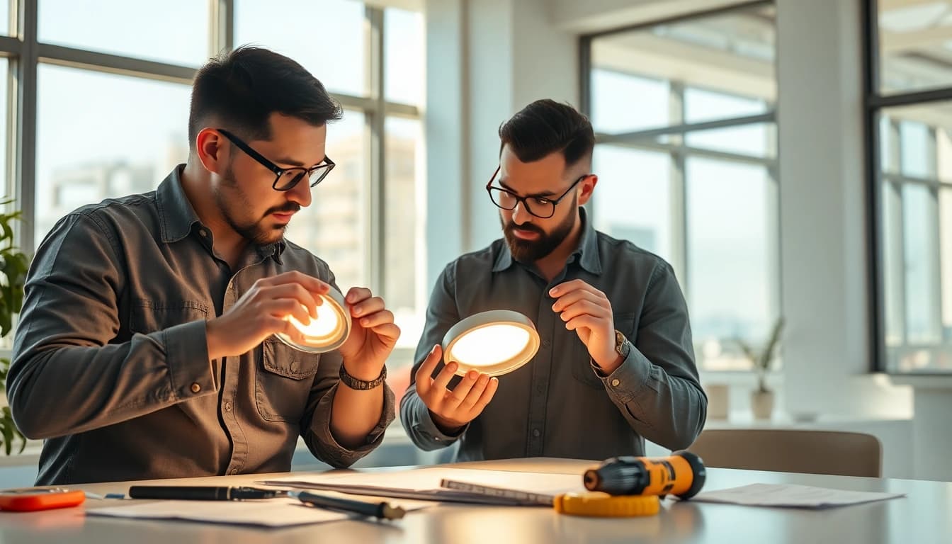 Experienced team showcasing expert led warranty company services for LED products in a modern office setting.