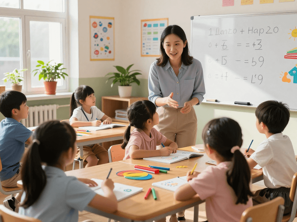 Children engaged in tuition classes near me, learning in an interactive classroom