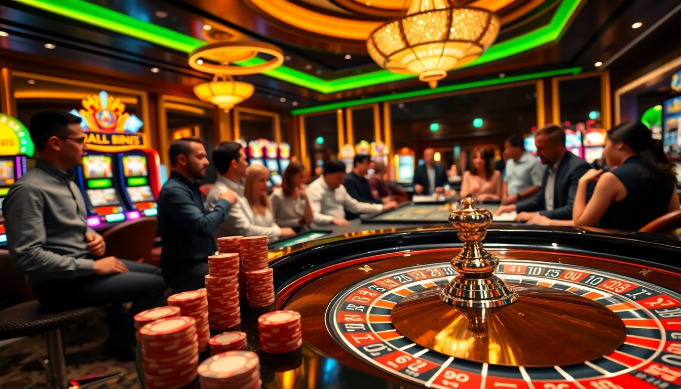 Bermain di meja roulette di bbni4d dengan suasana kasino yang meriah.