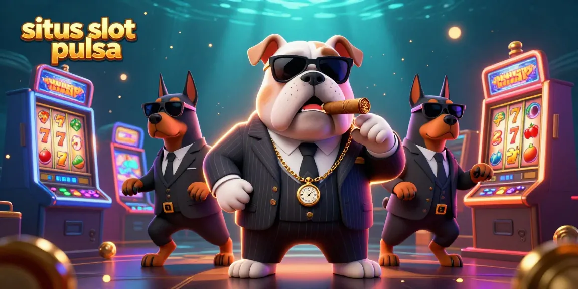 Experience thrilling action at situs slot pulsa with a mafia boss and bodyguards in an exciting casino scene.