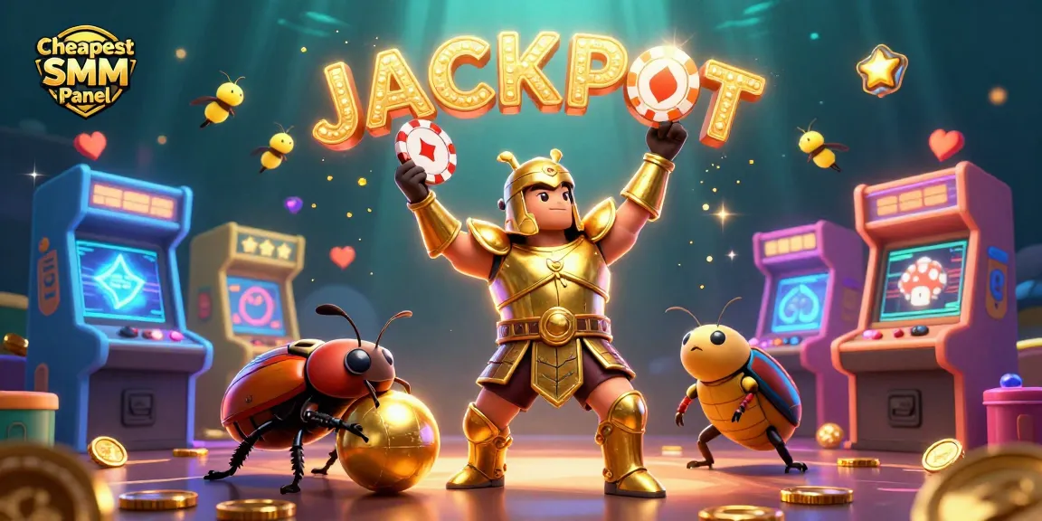 Boost your social presence with the Cheapest SMM Panel, featuring engaging 3D characters and vibrant casino elements.