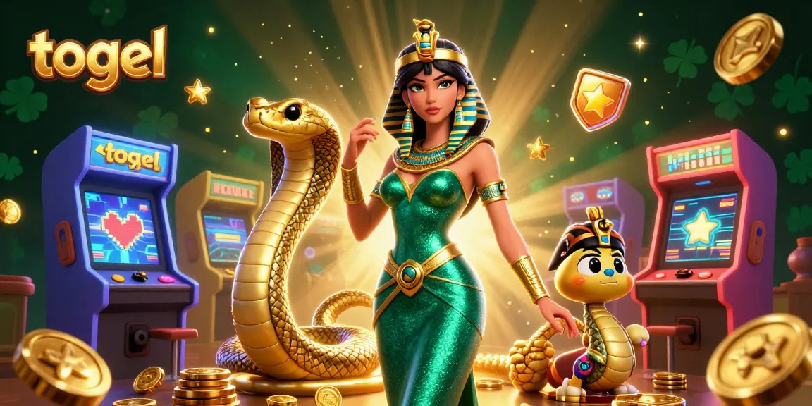 Togel players engaging in vibrant casino gaming, featuring a stunning woman and cobra companion.
