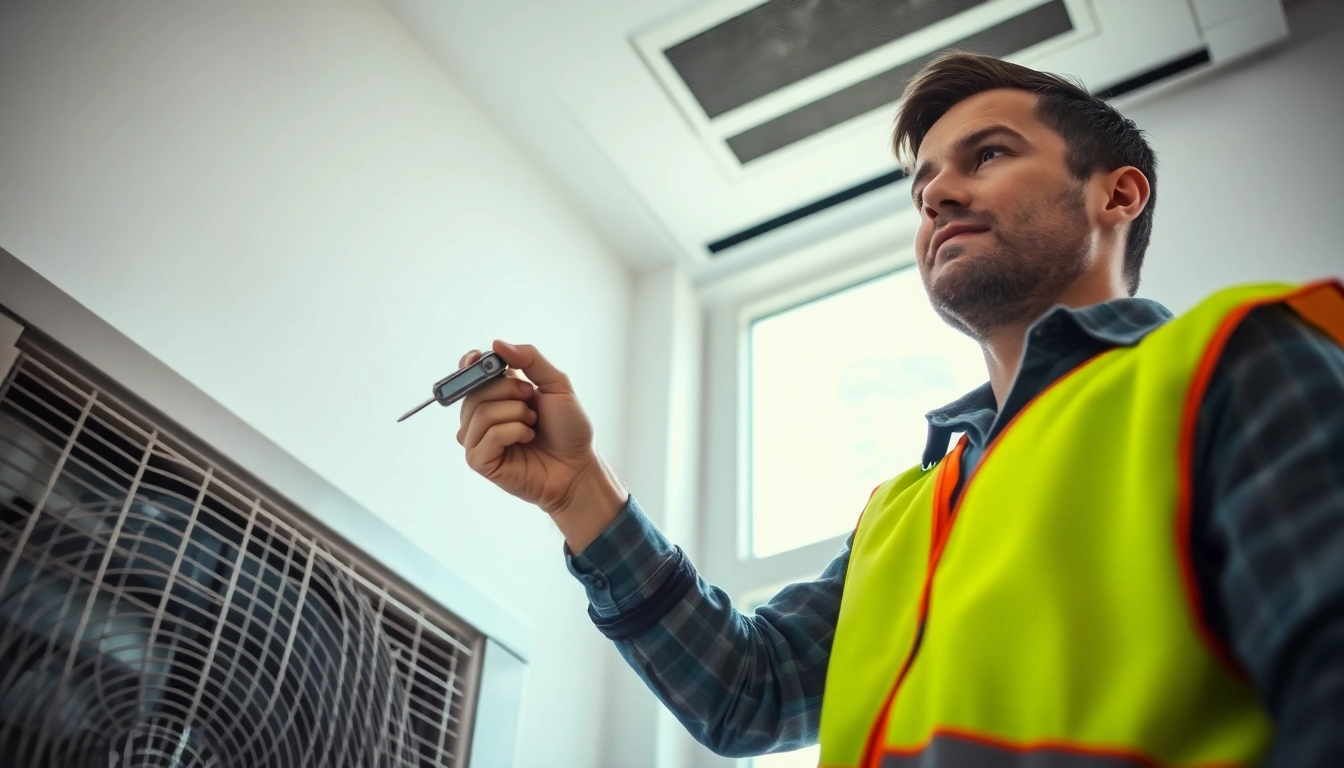HVAC Repair Tampa expert repairing an air conditioning unit in a bright, professional setting.