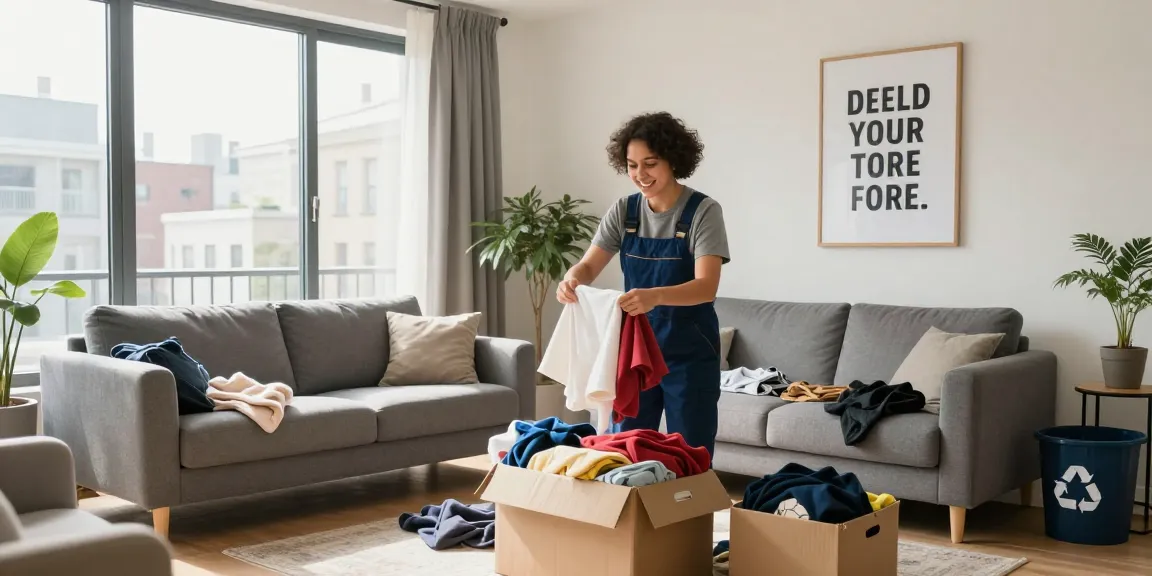 Efficient Wohnungsentrümpelung Berlin scene depicting a cheerful expert decluttering an apartment.