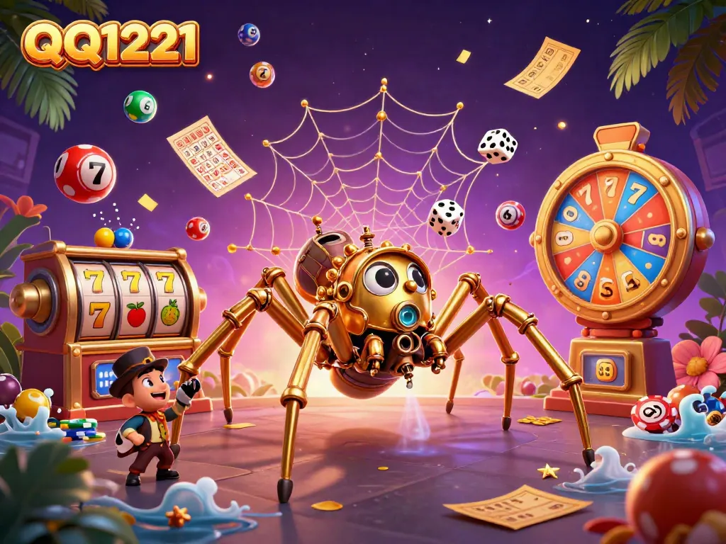 Spin the reels with QQ1221’s dynamic character scene, showcasing thrilling slot gameplay elements.