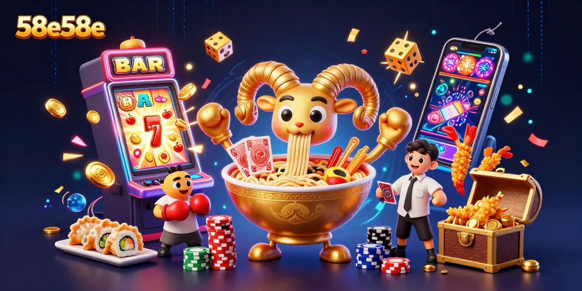58e58e ilustra um emocionante cassino virtual, repleto de personagens carismáticos e elementos vibrantes.