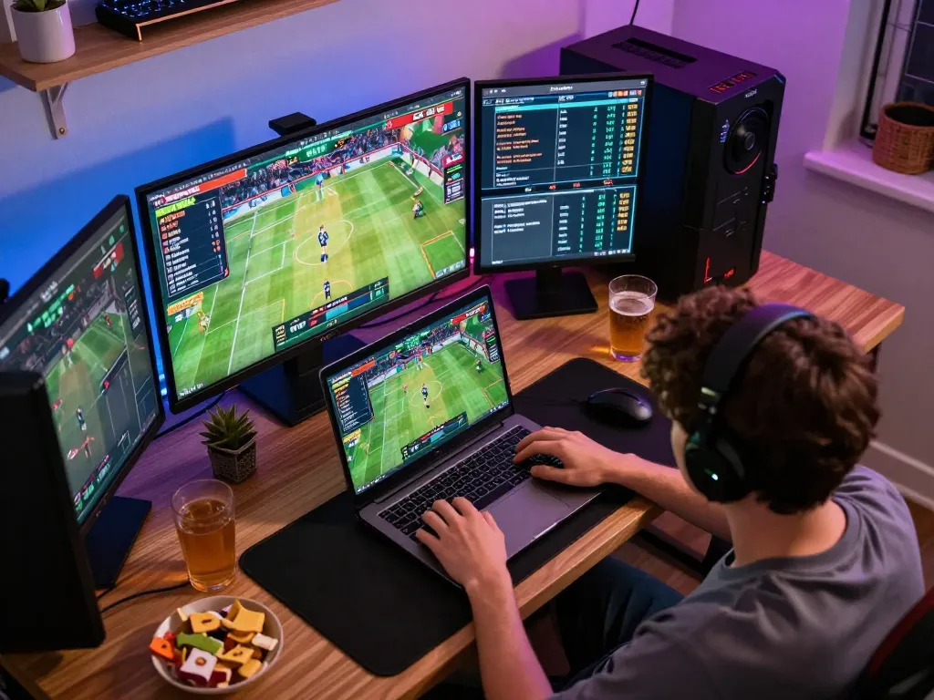 Engage in online sports betting at 98win from a comfortable home setup.
